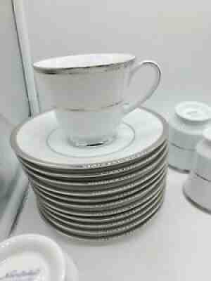 Noritake Regina Platinum 4324 (11) Settings Cup & Saucer Sets (1) legendary b38