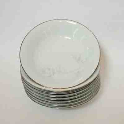 1 lot of 8 pcs Noritake Virtue 7 5/8" Soup Bowl 2934 Blue Rose Platinum Trim