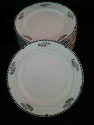 VINTAGE NOIRTAKE SHERIDAN LUNCHEON PLATES-MORIMURA GREEN WREATH *9 PLATES*