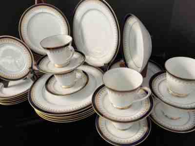 RARE 36 Pc Noritake Grand Monarch Set for 6 w Pasta Bowl Blue Legacy Bone China