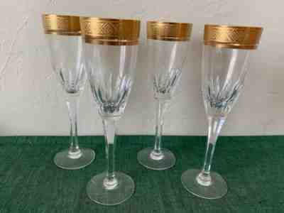 Noritake Crystal MONDE D'OR Set of 5 x Large Champagne Flutes Glasses