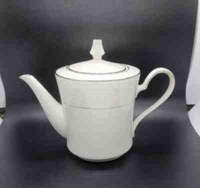 Rare Vintage Noritake China Sorrento 7565 Coffee/ Tea Pot Ivory Silver