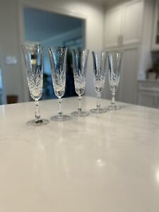 Noritake Hampton Hall Champagne Flute Set of 5 Crystal Retired Pattern