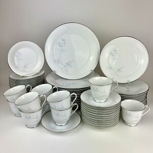 Vtg Noritake Virtue 60pc 12 Place Settings Porcelain China Set Japan Blue Rose