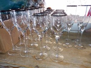 Set of 24 NORITAKE Sterling Tribute PLATINUM Rim Stemmed 3 sizes