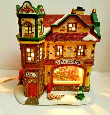 RARE*NORMAN ROCKWELL SATURDAY EVENING POST LIGHTED FIRE STATION