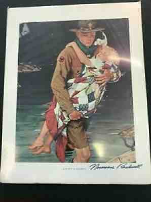 Signed Norman Rockwell Boy Scout Print A SCOUT IS HELPFUL 1941