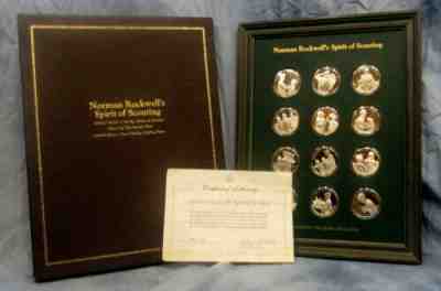 BSA BOY SCOUT NORMAN ROCKWELL SPIRIT OF SCOUTING FRANKLING STERLING COIN SET