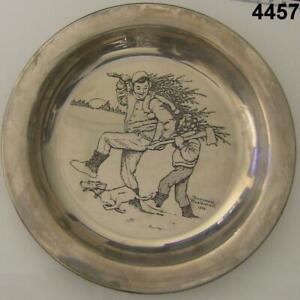 1970 FRANKLIN MINT STERLING NORMAN ROCKWELL PLATE BRINGING HOME THE TREE #4457