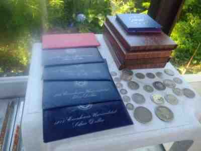 JUNK SILVER SUPER LOT, WITHÂ RARE 1921 PEACE DOLLAR, AND SILVER EISENHOWERÂ SETS