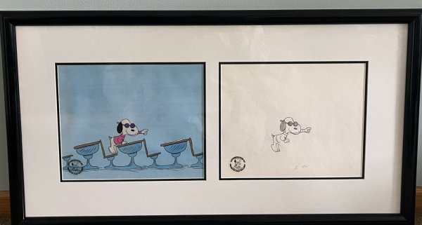 Peanuts Film Gallery Snoopy Joe Cool Charlie Brown Cel Bill Melendez Prod. OOAK