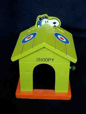 Snoopy WWI Flying Ace w Dog House-Moves w Music-Schmid Bros-Vintage 1973-Works
