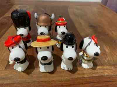 Lot Of 7 Vintage 1970’s Snoopy Peanuts Christmas Ornament Made In Japan UFS