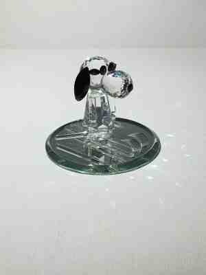 Snoopy Joe Cool Skiing Crystal Figurine on Mirror Stand Silver Deer Crystal