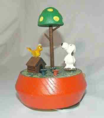 Vintage ANRI Music Box SNOOPY 1972 Plays Yellow Bird Peanuts Charlie Brown 
