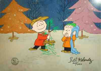 Peanuts Cel A Charlie Brown Christmas Tree signed Bill Melendez Linus Tree Lot