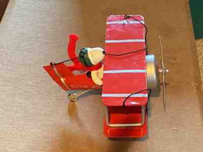 Peanuts Flying Ace Snoopy Hanging Metal Airplane Red Baron
