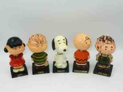 VINTAGE SET OF 5 PEANUT GANG BOBBLEHEADS NODDER LEGO JAPAN