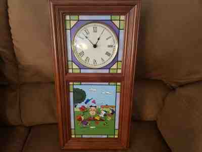 Danbury Mint Stained Glass Peanuts Snoopy Wall Clock Lighted