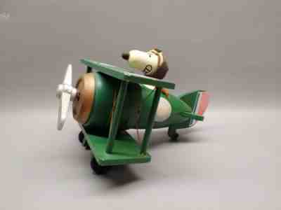 Vintage wood Peanuts Snoopy flying plane music box Schmid Sopwith Camel 