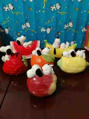 Lot Of 6 Rare Snoopy Fruit Banks Mint No Box Made in Japan UFS