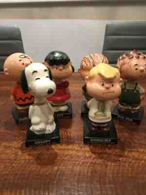 Vintage Bobble Head Complete Set of 6 Peanuts Gang Nodder Snoopy Bobblehead