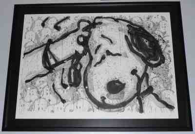 PEANUTS TOM EVERHART SNOOPY THE SCRATCH FRAMED LE HAND PULLED LITHOGRAPH