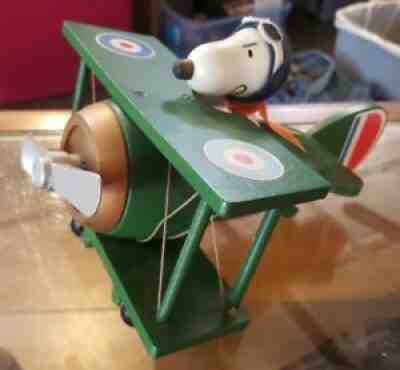 PEANUTS SNOOPY CHARLIE BROWN VINTAGE WOODEN SOPWITH CAMEL PLANE MUSIC BOX 1970