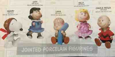 Complete set 5 Hallmark Vintage PEANUTS GALLERY Jointed Porcelain Figurines NIB