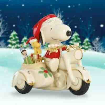 Peanuts SNOOPY MIDNIGHT RIDE Motorcycle Santa Chrismas Figure by Lenox