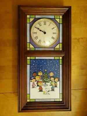 Rare Danbury Mint Stained Glass Peanuts Snoopy Seasons Wall Clock LightedÂ 