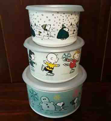 TUPPERWARE LIMITED EDITION Holiday Canister Set, Charlie Brown Peanuts