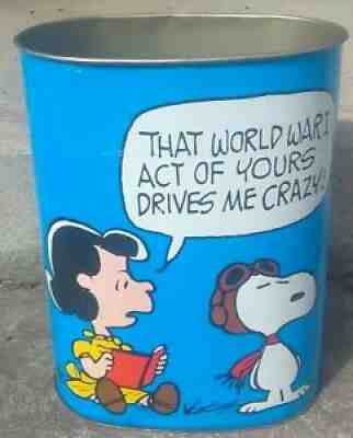 Snoopy Trash Can Curse You Red Baron! Lucy: 'That WWI Act Drives