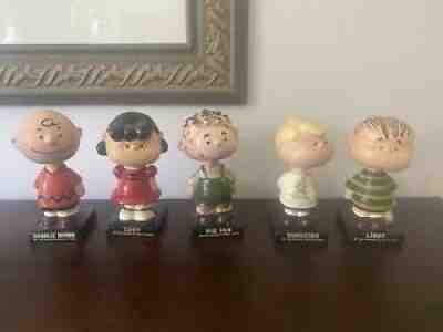 Vintage 1959 Set 5 Peanuts Gang Bobbleheads Nodder Lego Japan Figures