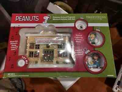 Snoopy Peanuts Christmas Pageant Dept. 56 School House Light Music Nativity Set