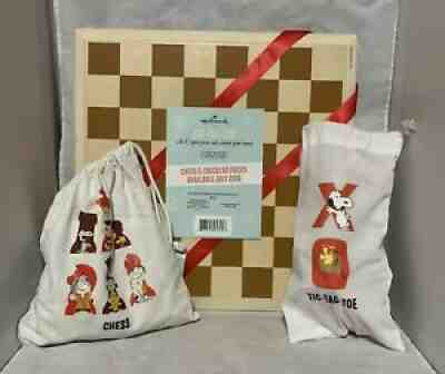 Hallmark Peanuts Charlie Brown Snoopy Wood Chess & Tic Tac Toe Board New