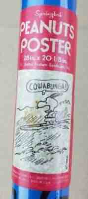 Vintage Peanuts Poster Snoopy Surfing COWABUNGA Schultz 1971 NOS SEALED