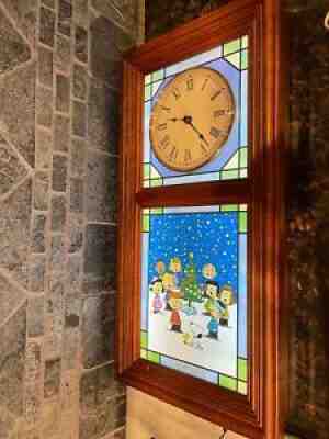 Rare DANBURY MINT Stained Glass Peanuts Snoopy Seasons Wall Clock Lighted