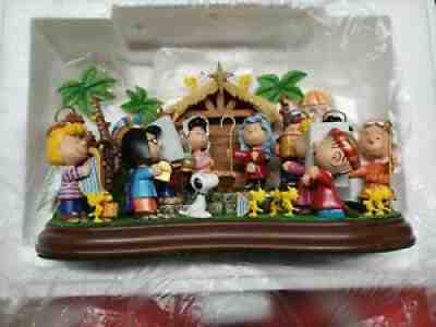 Danbury Mint Peanuts NATIVITY PALM TREES Charlie Brown Snoopy! See Pics! NICE!