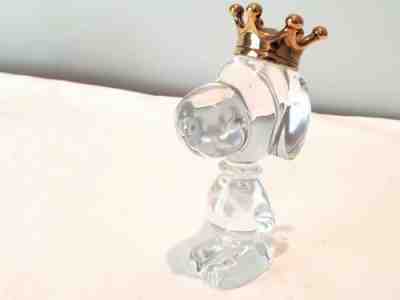 RARE 4 3/4" Baccarat France Crystal Peanuts KING SNOOPY w/ Gold Crown