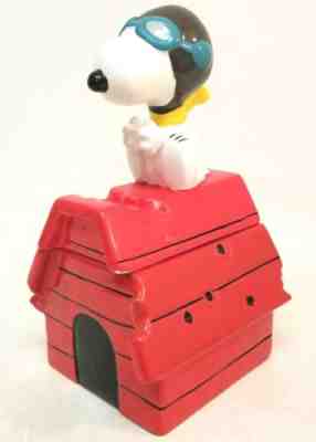 SNOOPY Red Barron WWI Flying Ace Red Cookie Jar Dog House Bullet Holes UFS Limit