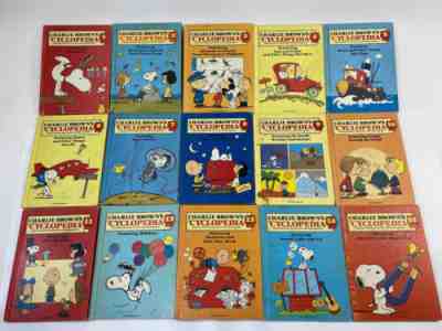 Charlie Brown Encyclopedia Set 1-15 Complete 1980 Snoopy Peanuts Poor Condition