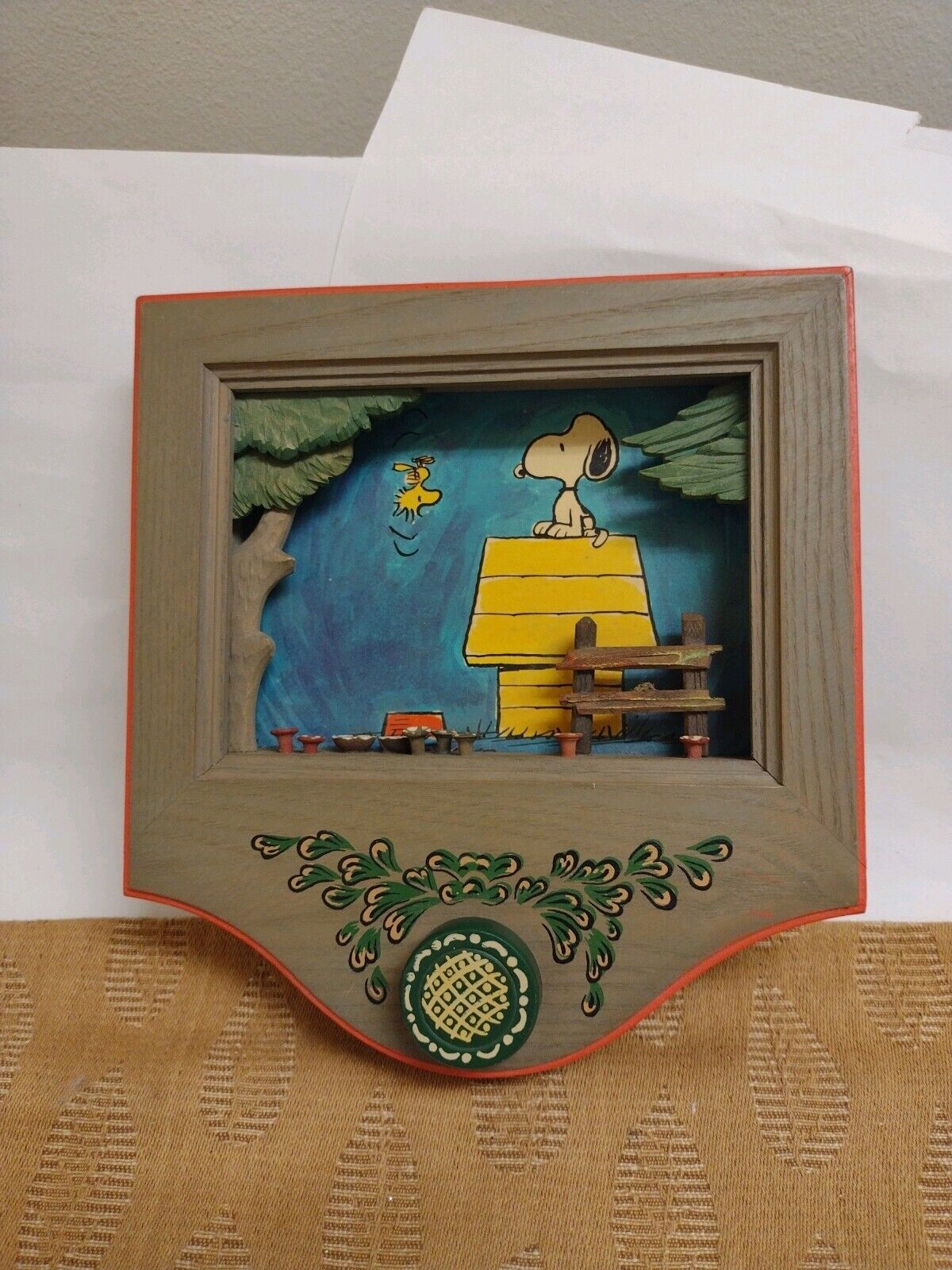 Vtg AnriThorens Peanuts Woodstock Yellow Bird Music Box 8"Working