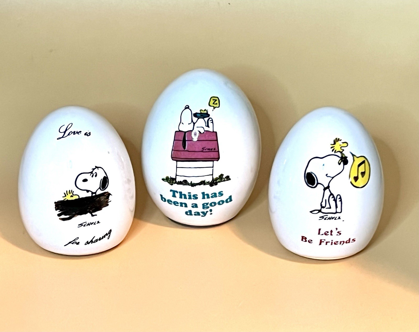 Aviva スヌーピー　70年代 Ceramic Egg Ornament Peanuts Memorabilia Collectibles : Peanuts AVIVA CERAMIC EGGS