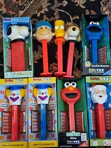 New Listinglot of 9 giant pez Elmo Cookie Monster Snoopy Charlie Brown Santa Clown Bart