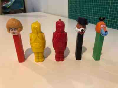 Vintage Pez No Feet Lot Of 5 Full Figure Robot Annie Dog Dog With Hat