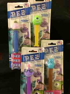 4 PEZ Dispensers MONSTERS Inc. UNIVERSITY Disney Pixar-Sully Mike Randall Scott