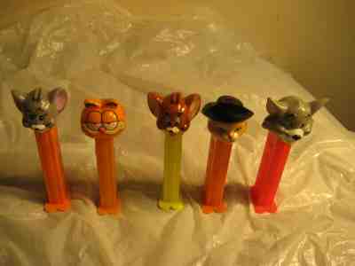 5 PEZ GARFIELD 1978 1981 CATS 1996  MOUSE MICE DREAMWORKS CANDY DISPENSERS