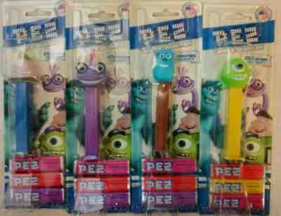 4 PEZ Dispensers MONSTERS Inc. UNIVERSITY Disney Pixar-Sully Mike Randall Scott