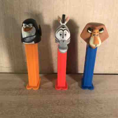 PEZ Dreamworks MADAGASCAR Marty Zebra•Alex Lion•Skipper Penguin